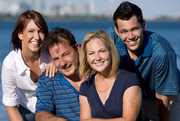 A family smiling.